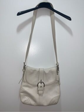 Coach Cream Leather Crossbody Bag with Buckle Detail